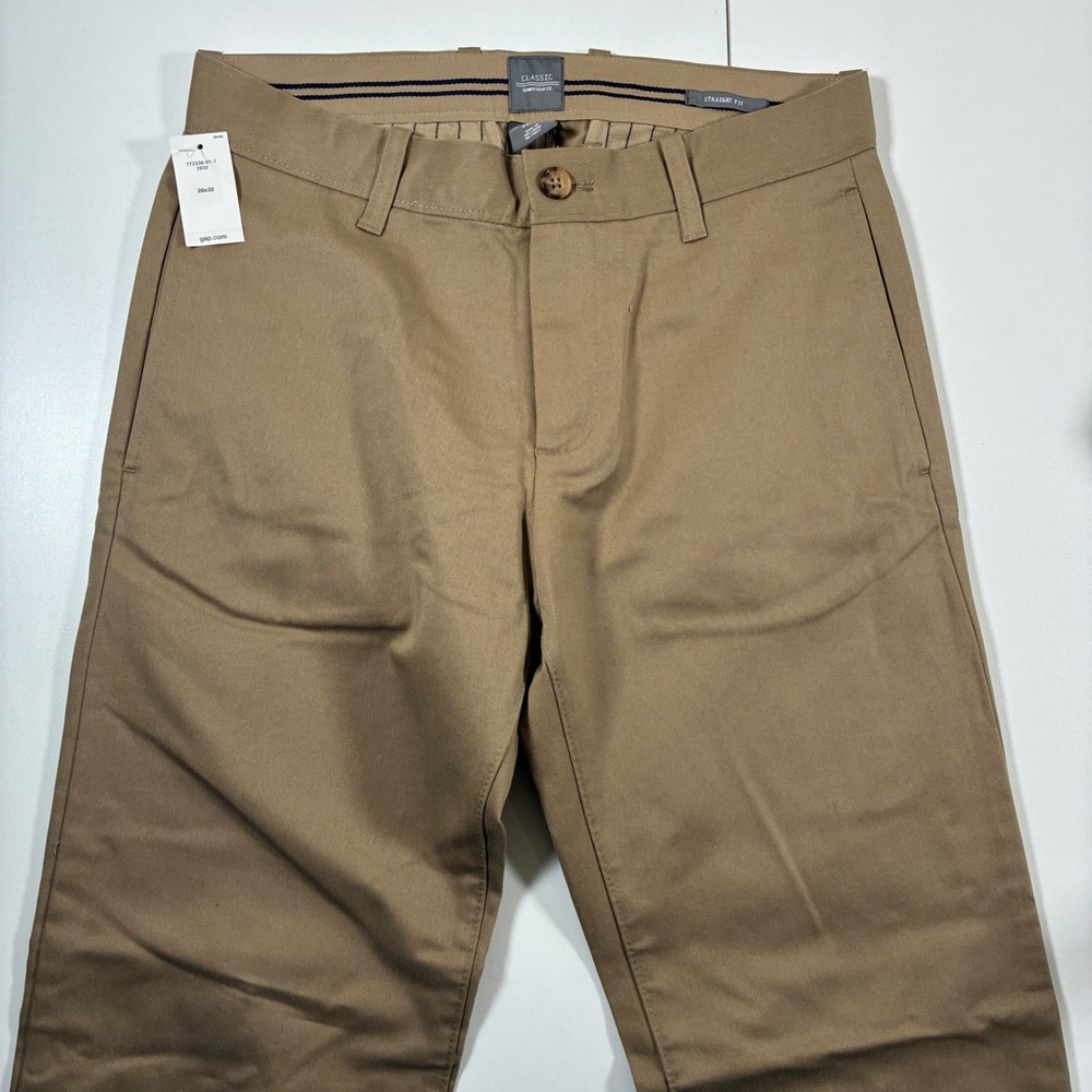 NEW Gap‎ Classic Khakis Pants 28x32 Tan Straight Fit Cotton Chinos 772336-01-1